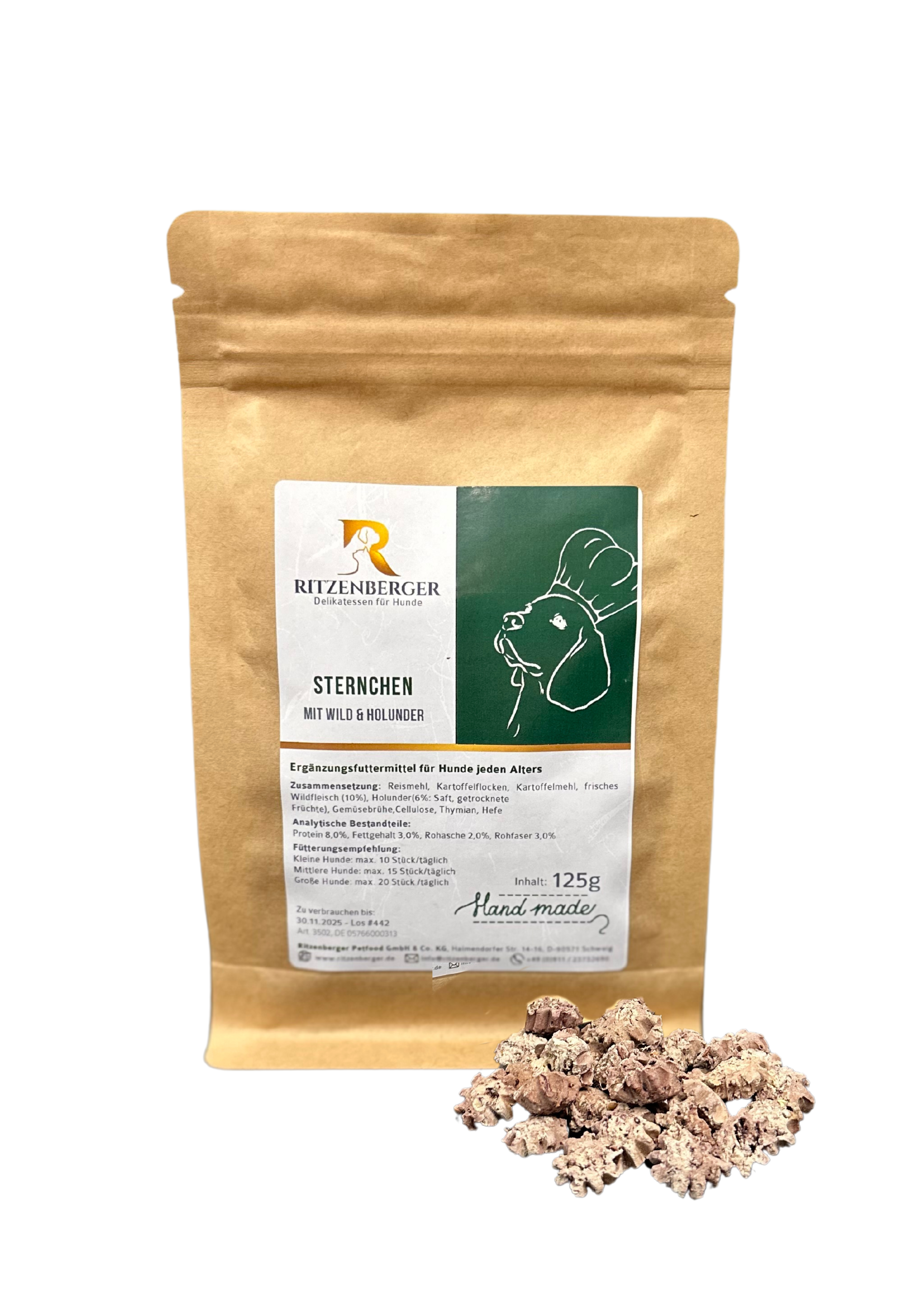 Sternchen mit Wild und Holunder 125g