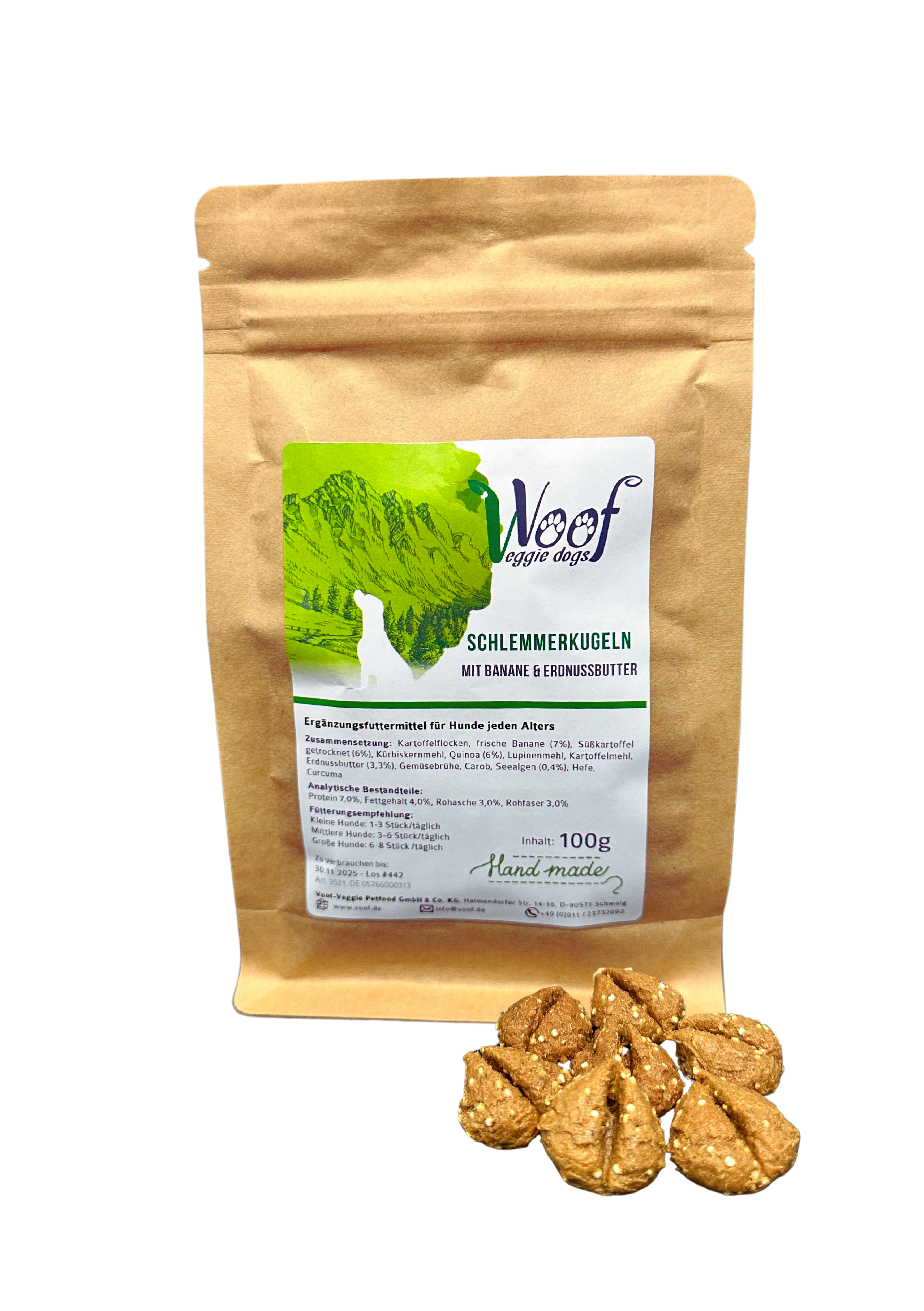 Schlemmerkugeln mit Banane und Erdnussbutter 100g
